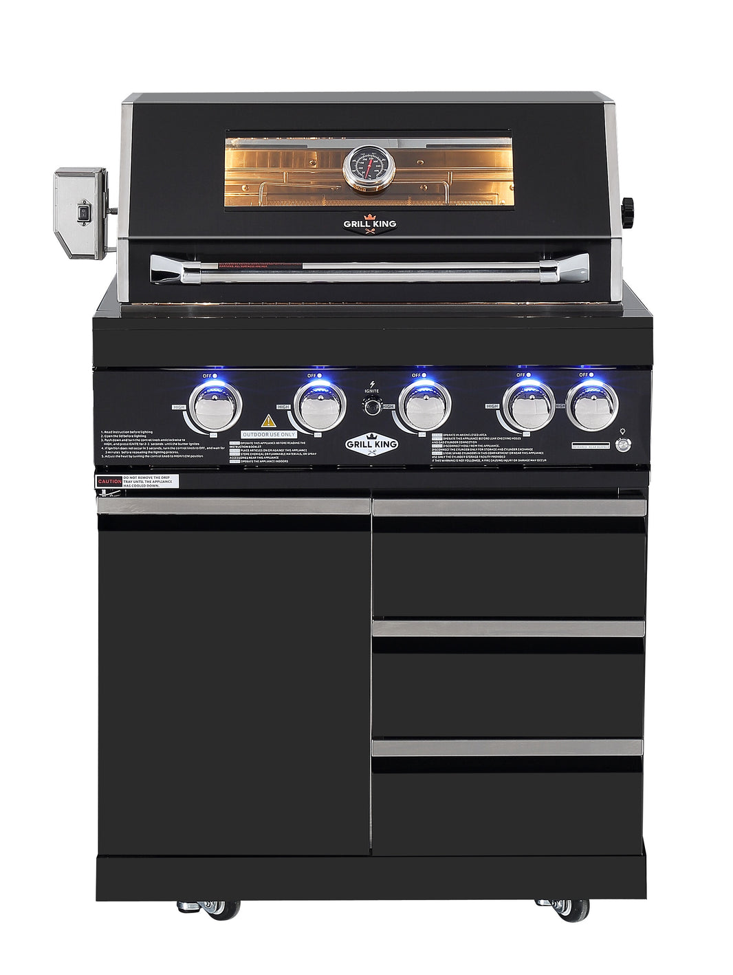 Kingsley 4 Burner Non Wok Black Stainless Steel BBQ Module (BBQ Only Fridge Sink Sold Seperate) | LPG