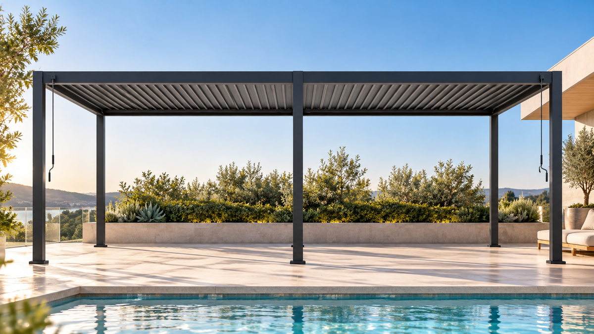 GazeboMate 4m × 6m Aluminium Louvered Gazebo – Monument | Adjustable Roof Pergola