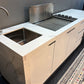 Floor Stock Rockpool White 4B Drop In Flat Hood BBQ Kitchen Inc Sintered Stone Benchtops, Aluminium Cabinets, Fridge & Sink