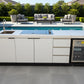 Floor Stock Rockpool White 4B Drop In Flat Hood BBQ Kitchen Inc Sintered Stone Benchtops, Aluminium Cabinets, Fridge & Sink