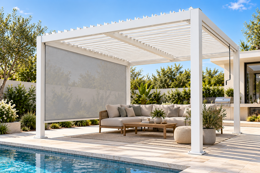 GazeboMate 4M x 4M Aluminium Louvre Gazebo – White