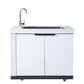 Rockpool White 4B: Designer Outdoor BBQ Kitchen Matt White Stone + White Doors, Fridge & Sink