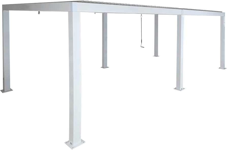 Wall Mounted 4M x 6M Semi Permanent Louvered Gazebo Monument Aluminium Heavy Duty Wind Resistant