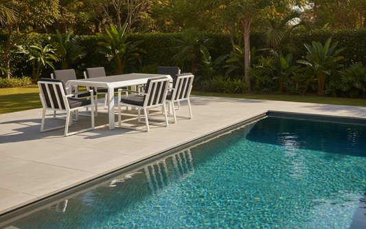 Vito 7 Piece Dining Set: White Aluminium Designer Outdoor Living Set