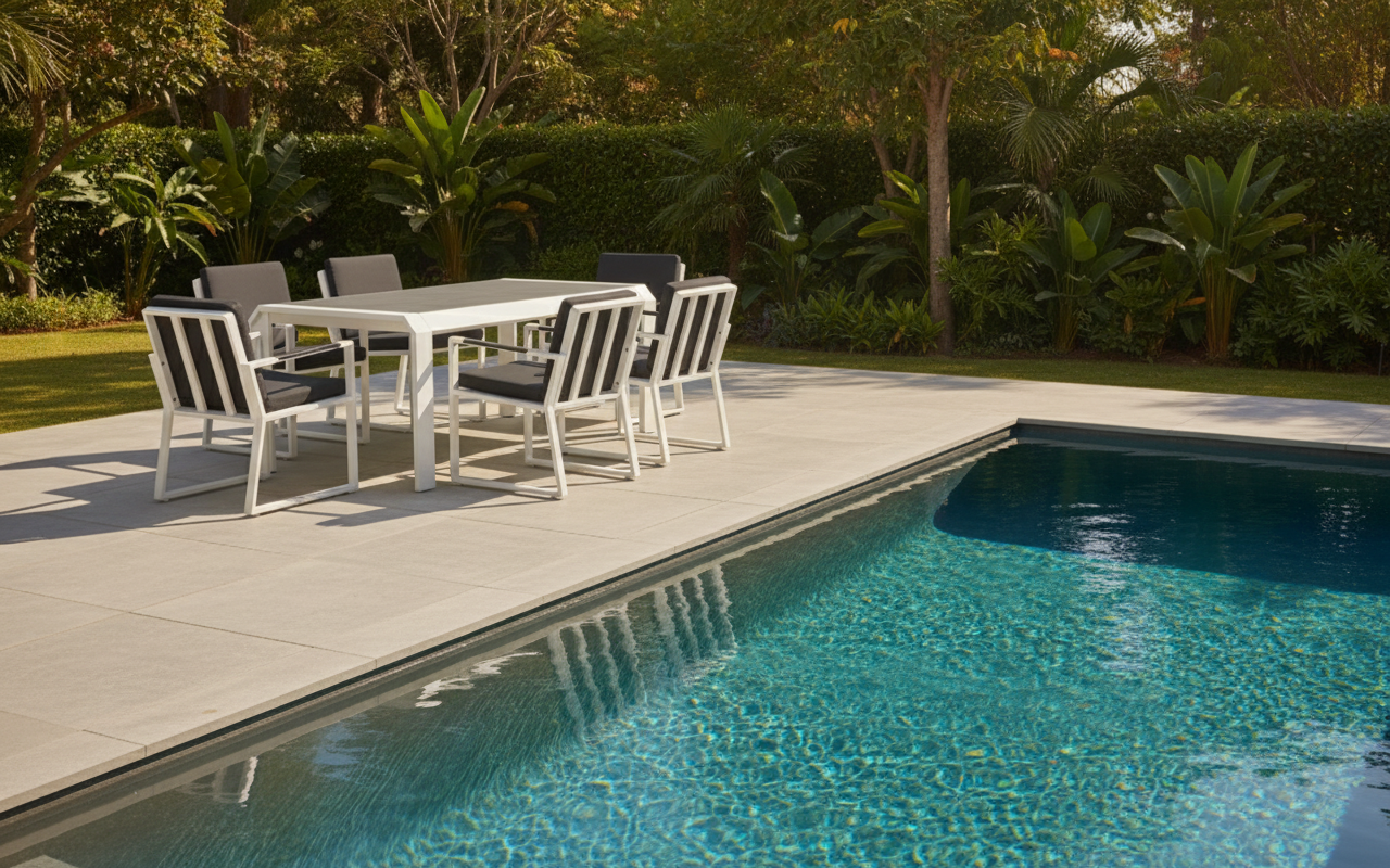 Vito 7 Piece Dining Set: White Aluminium Designer Outdoor Living Set