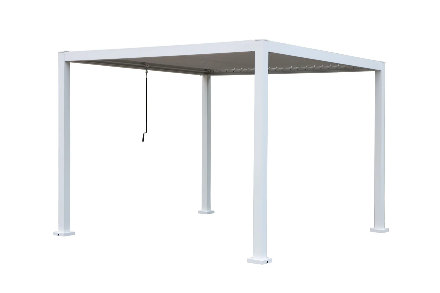 GazeboMate 3m x 4m White Aluminium Louvered Gazebo + Adjustable Privacy Wall Combo