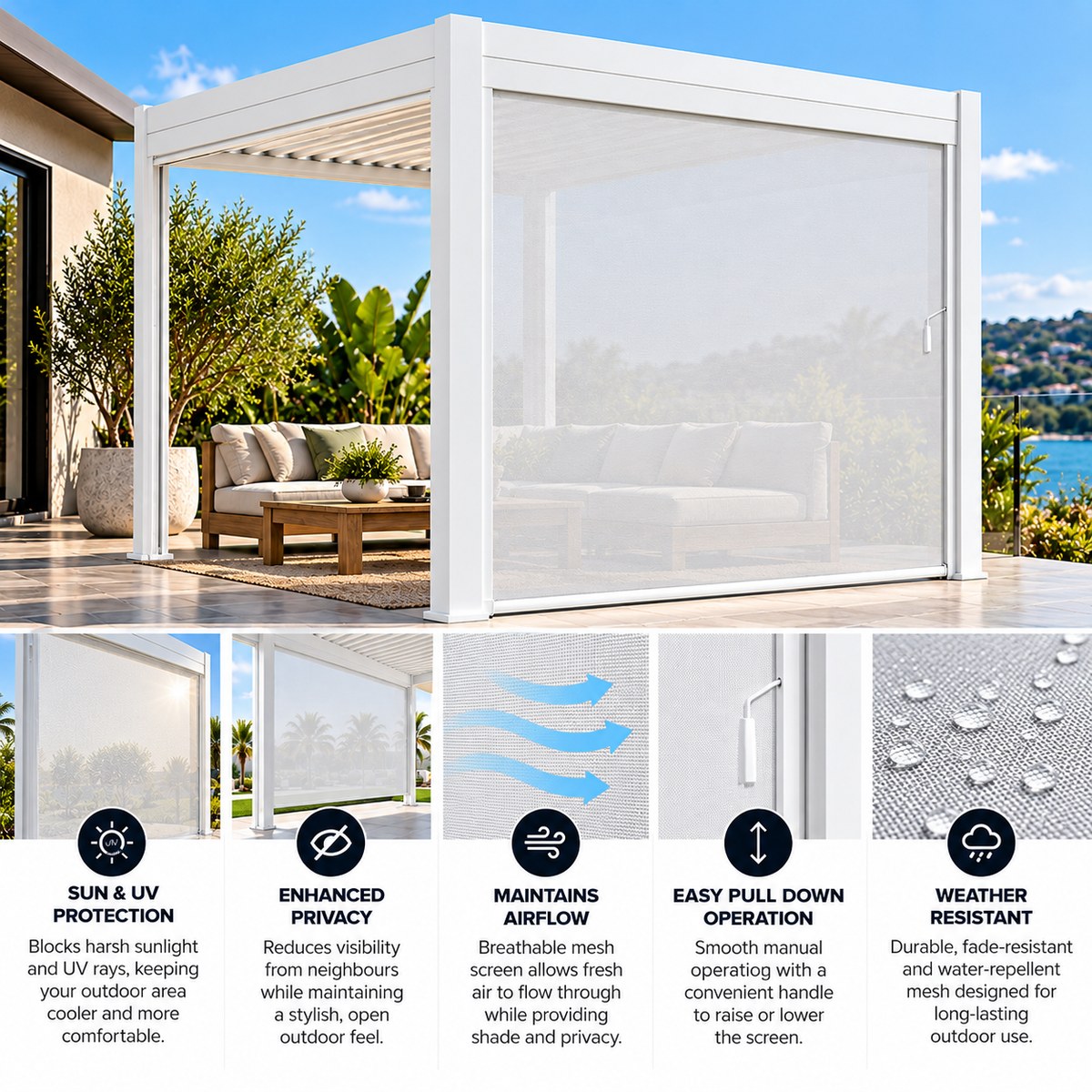 GazeboMate 4M x 4M Combo Aluminium Louvre Gazebo – White