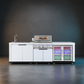 Rockpool White 4B: Designer Outdoor BBQ Kitchen Matt White Stone + White Doors, Fridge & Sink