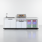 Rockpool White 4B: Designer Outdoor BBQ Kitchen Matt White Stone + White Doors, Fridge & Sink