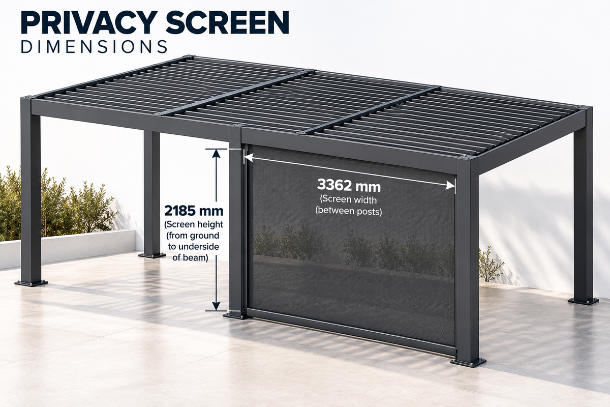 GazeboMate 3.6m × 7.2m Aluminium Louvered Pergola & Retractable Privacy Screen – Monument