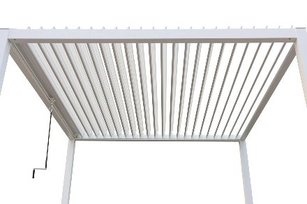 GazeboMate 3m x 4m White Aluminium Louvered Gazebo + Adjustable Privacy Wall Combo