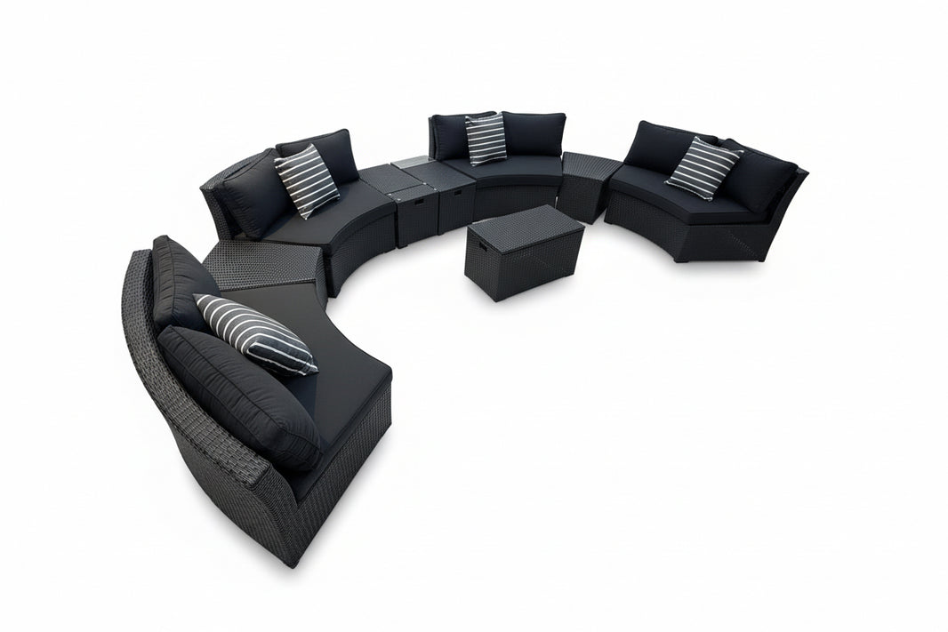FLOOR STOCK CLEARANCE – KABUL Rattan Half Moon Sofa Set (As Displayed)