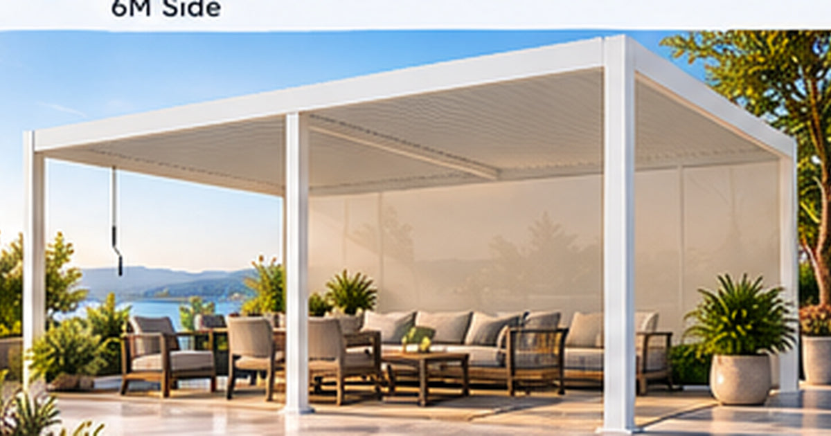 GazeboMate 4m × 6m Aluminium Louvered Gazebo – Monument | Adjustable Roof Pergola