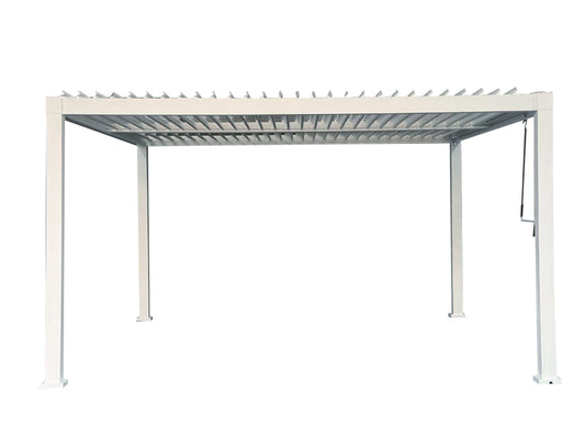 GazeboMate 4x4M Semi Permanent Louvered Gazebo Aluminium Pergola White Heavy Duty Wind Resistant