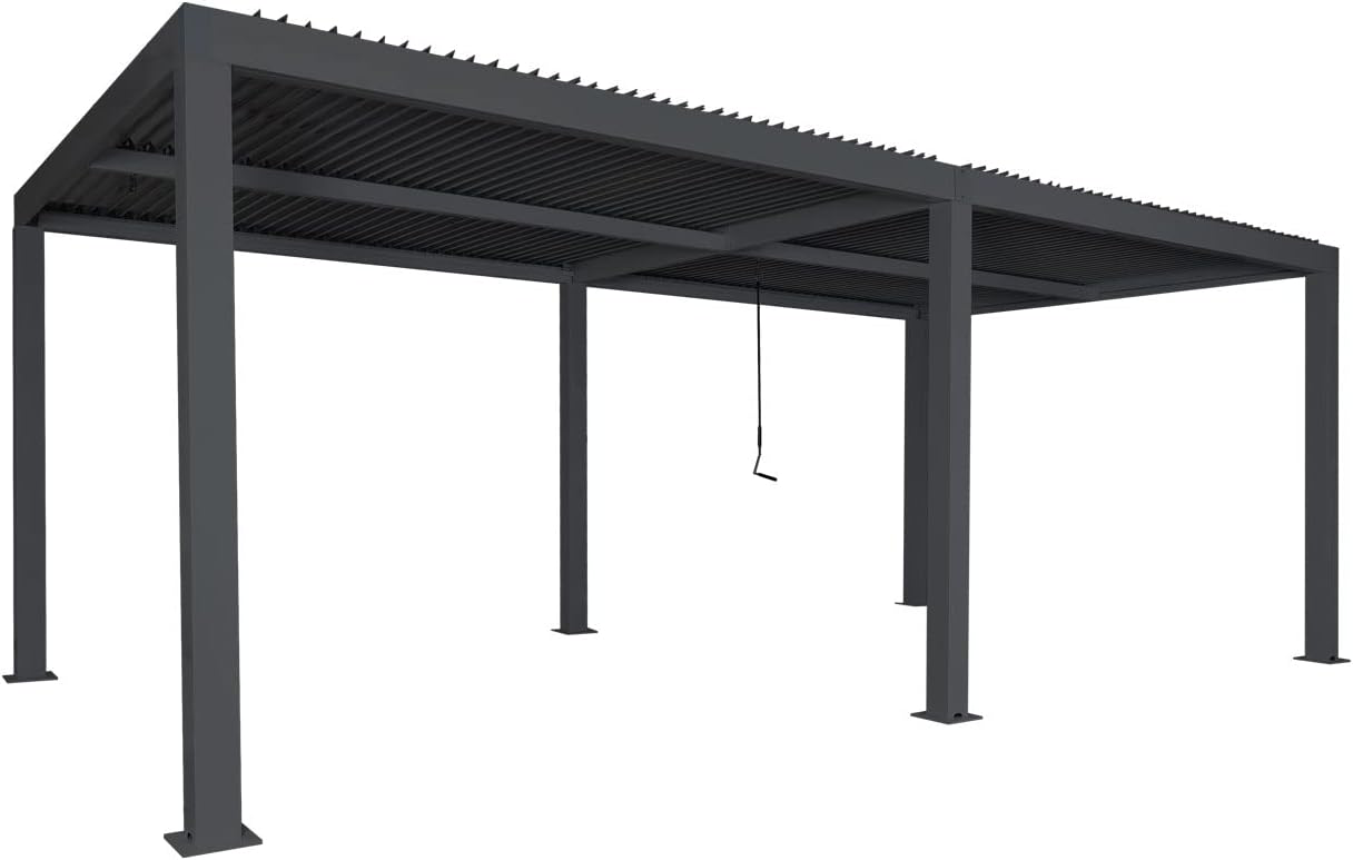 Wall Mounted 4M x 6M Semi Permanent Louvered Gazebo Monument Aluminium Heavy Duty Wind Resistant