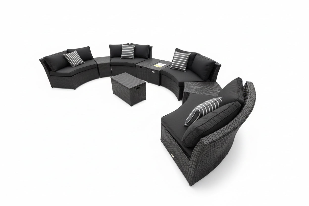 FLOOR STOCK CLEARANCE – KABUL Rattan Half Moon Sofa Set (As Displayed)