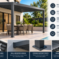 GazeboMate 3m × 4m Wall-Mounted Aluminium Louvered Pergola – Privacy Screen & Wall Options