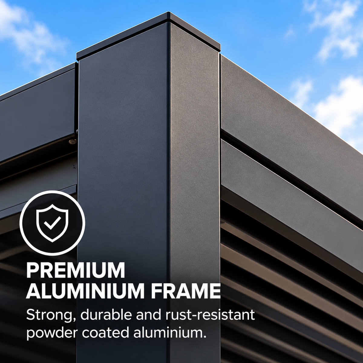 GazeboMate Louvered Gazebo + Aluminium Privacy Side Wall – Monument Charcoal
