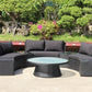 KABUL HALF MOON SOFA SET Aluminium Outdoor Lounge Setting — Black or White