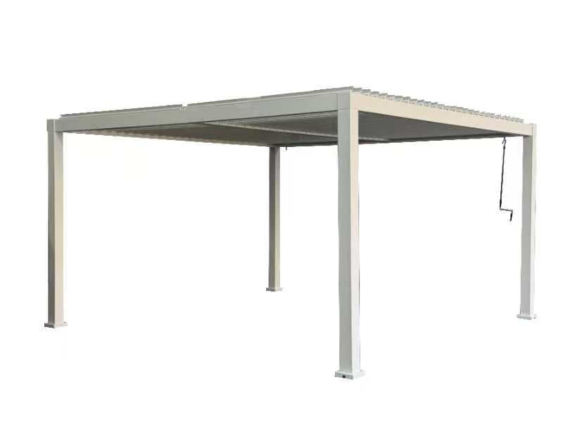 GazeboMate Combo: 4M x 5M White Aluminium Louvered Gazebo + Retractable Privacy Screen