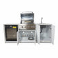 Grill King Signature Series Outdoor BBQ Kitchen Package – Rockpool White Stone Bench-Top, White Aluminium Cabinets | 4-Burner Built-In BBQ + Rotisserie + 150L Outdoor Fridge