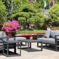 7 Piece Charcoal Aluminium Hampton Style Outdoor Furniture Lounge Set Weather Resistant 3 Seater, 1+1 + Coffee Table & 2x Side tables