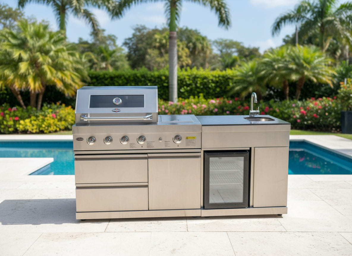 Floor Stock Stainless Steel Felix 4B + Wok BBQ Kitchen + Sink & Fridge Module