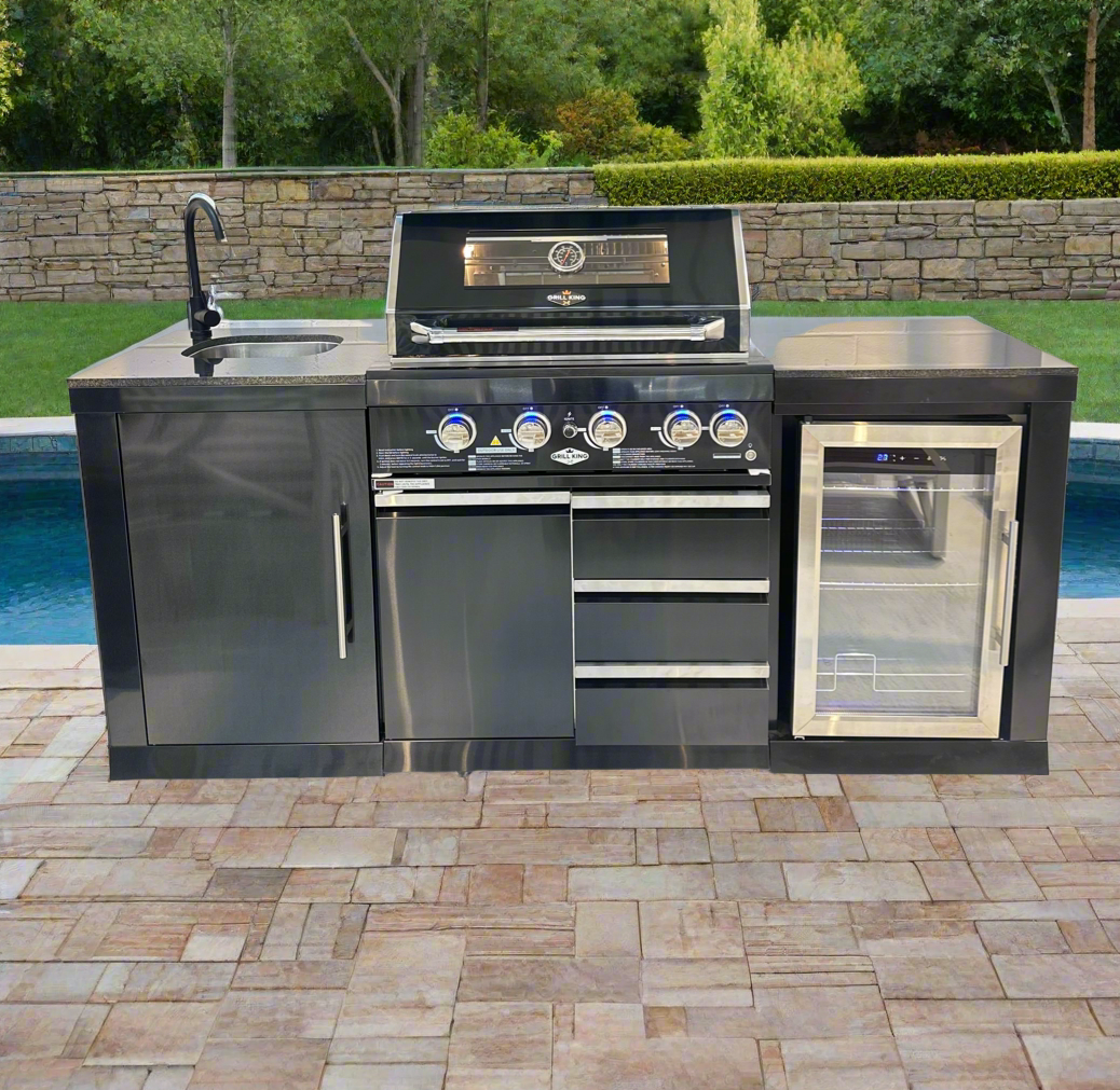 Floor stock 2M Kingsley 4 Burner Non Wok Black Stainless Steel BBQ Package