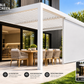 GazeboMate 3m × 4m Wall-Mounted Aluminium Louvered Pergola – Privacy Screen & Wall Options