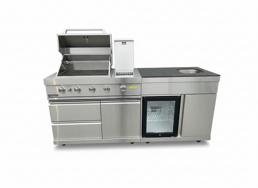 Floor Stock Stainless Steel Felix 4B + Wok BBQ Kitchen + Sink & Fridge Module