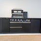 Rockpool Black 4B + Wok L Shape Outdoor Kitchen BBQ Package Black Stone + 2DR Fridge, 2DR Sink, 1DR Cupboard