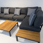 Outdoor Havana Package In Black - Outdoor Aluminum & Acacia Modular Corner Lounge Black Aluminium with Black Fabric