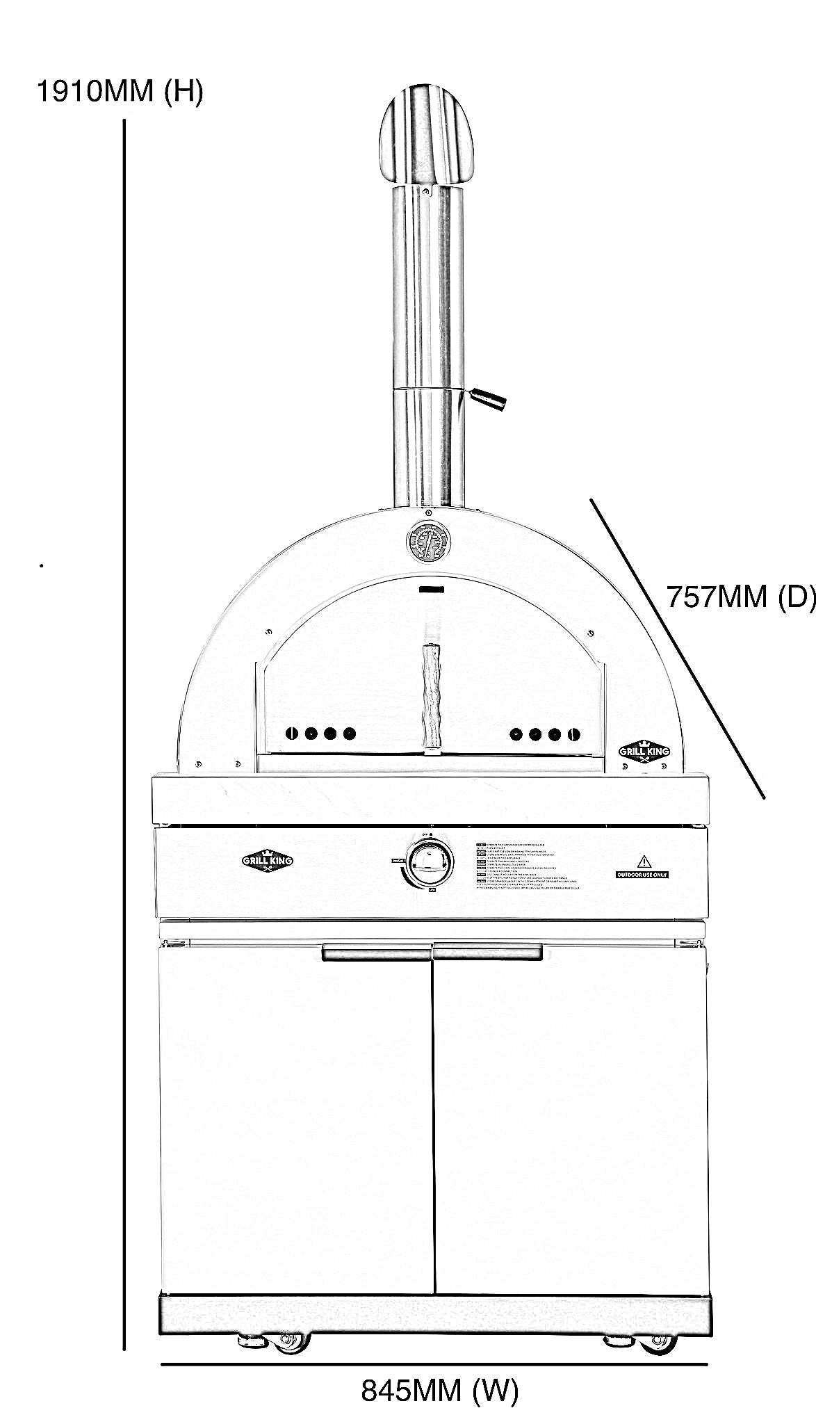 22” Gas Pizza Oven Module: Suits Hurricane BBQ Kitchen (Pizza Oven Module Only - BBQ Sold Seperate)