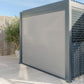 Grill King Outdoor BBQ Shelter Package – 6 Burner Charcoal BBQ Kitchen, Fridge & Sink + Freestanding Aluminium Louver Roof with LED Lighting & Privacy Blind