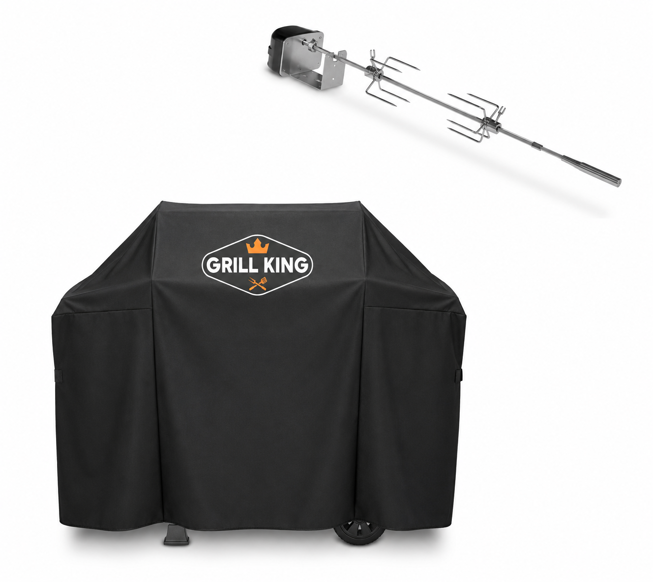 Rotisserie Kit + Grill King BBQ Cover Bundle