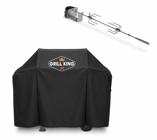 Rotisserie Kit + Grill King BBQ Cover Bundle