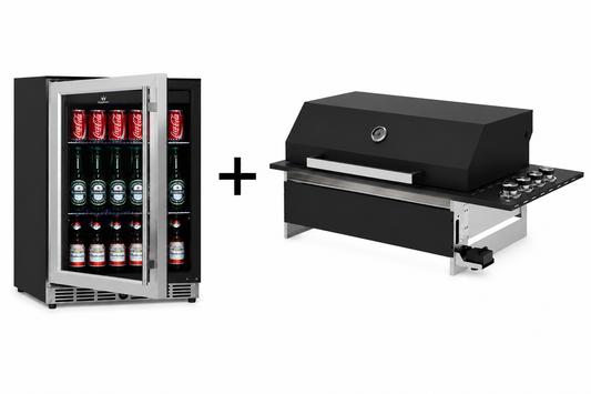 Bundle 4B Drop in Slimline & Bar Fridge King 150L Solid Door Alfresco Bar Fridge With Stainless Steel Exterior and Interior
