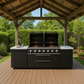 Element Twin Hood 8 Burner Outdoor BBQ Kitchen: High Grade 304 SS + White Stone + 1 Door Sink + 1 Door Storage