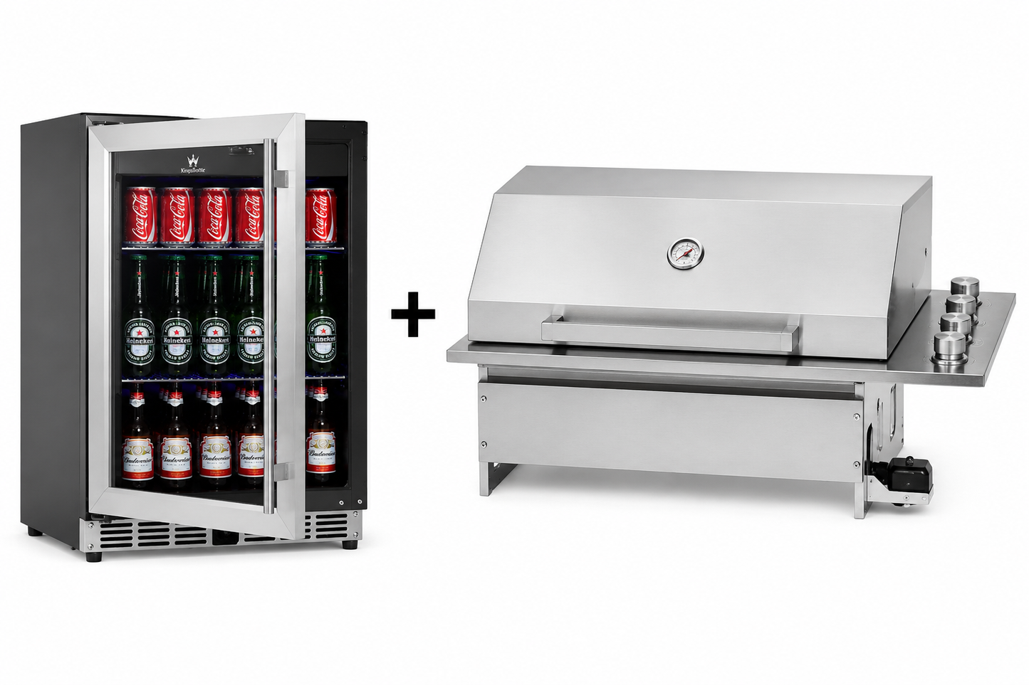 Bundle 4B Drop in Slimline & Bar Fridge King 150L Solid Door Alfresco Bar Fridge With Stainless Steel Exterior and Interior