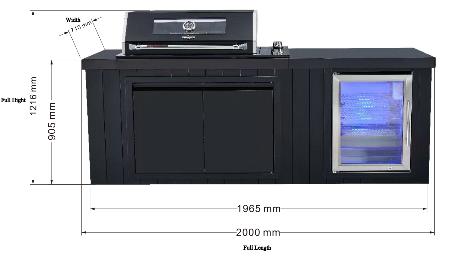 Grill King Signature Series | 4B Drop In BBQ Kitchen Weather Resistant Cabinetry & Stone Tops Inc 1DR Fridge