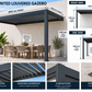 GazeboMate 3m × 4m Wall-Mounted Aluminium Louvered Pergola – Privacy Screen & Wall Options
