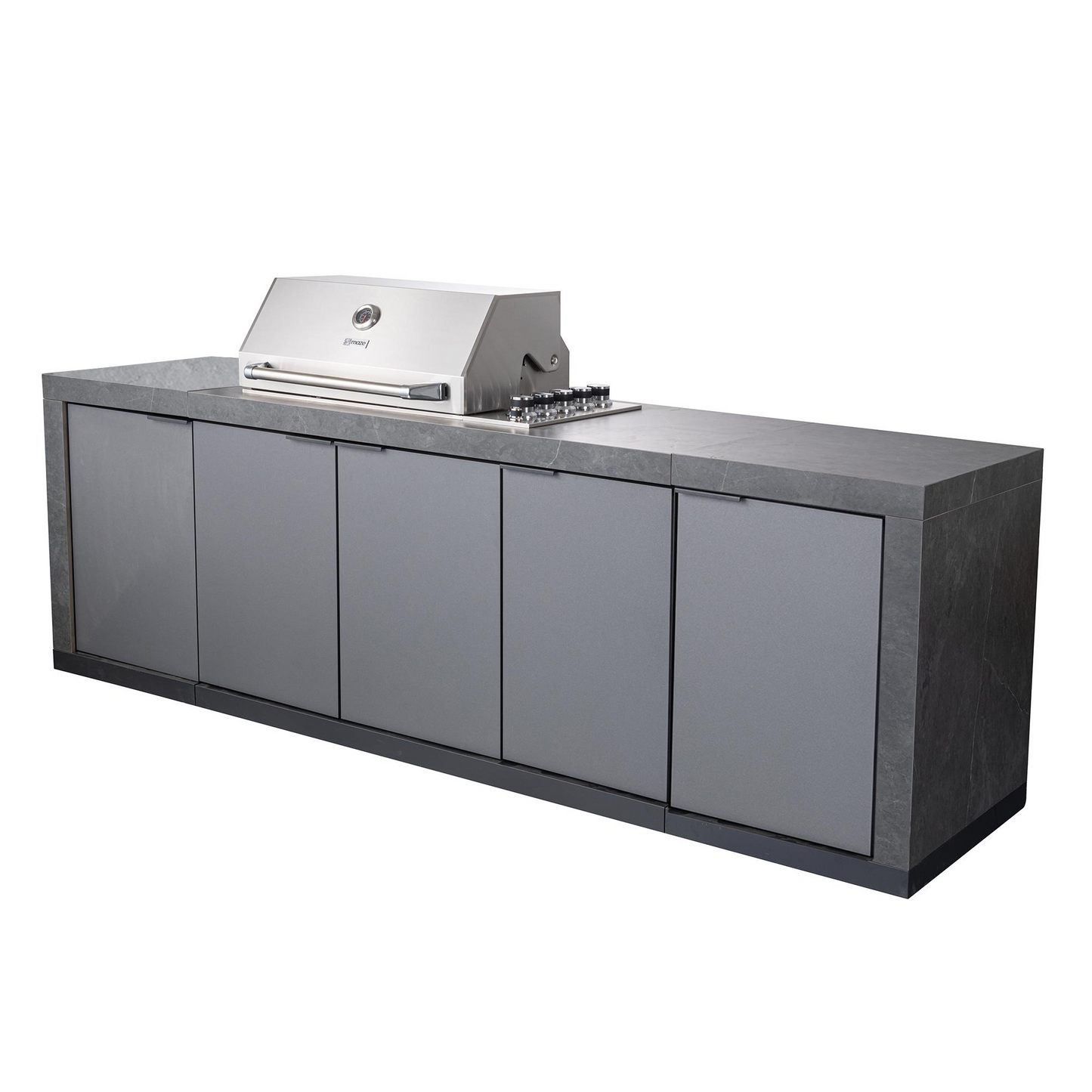6-Burner Teppanyaki Outdoor BBQ Kitchen, Sintered Stone Benchtop and Cabinetry