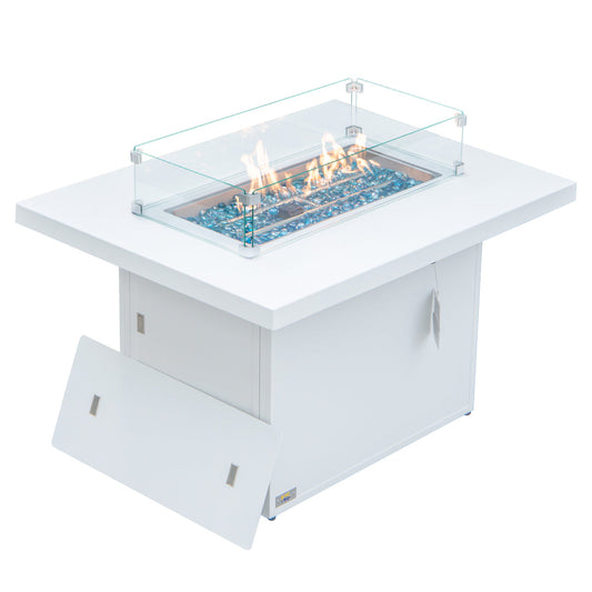 ARI Outdoor Designer Square Gas Fire Pit Table 304 SS, White Aluminium Powder Coated | Pre Order