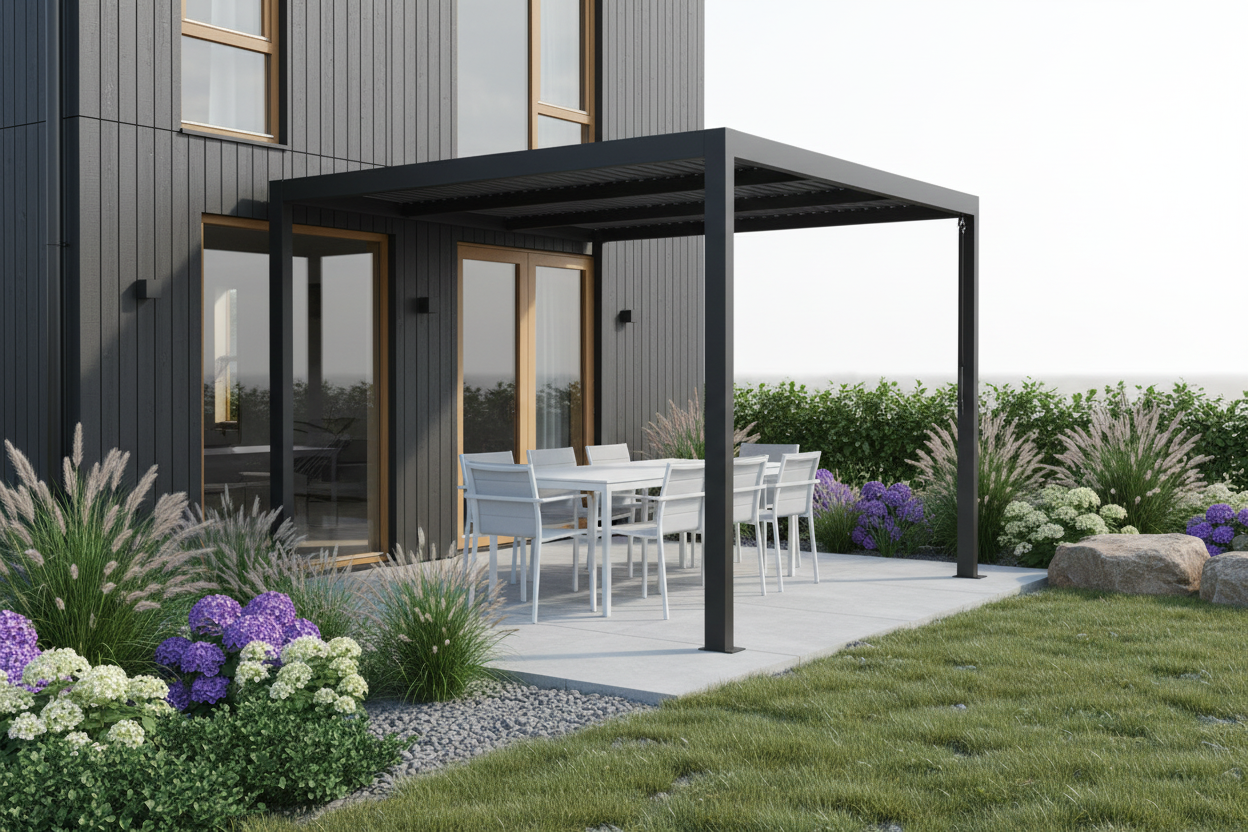 Wall Mounted 3M x 3M Louvered Aluminium Gazebo Pergola GazeboMate