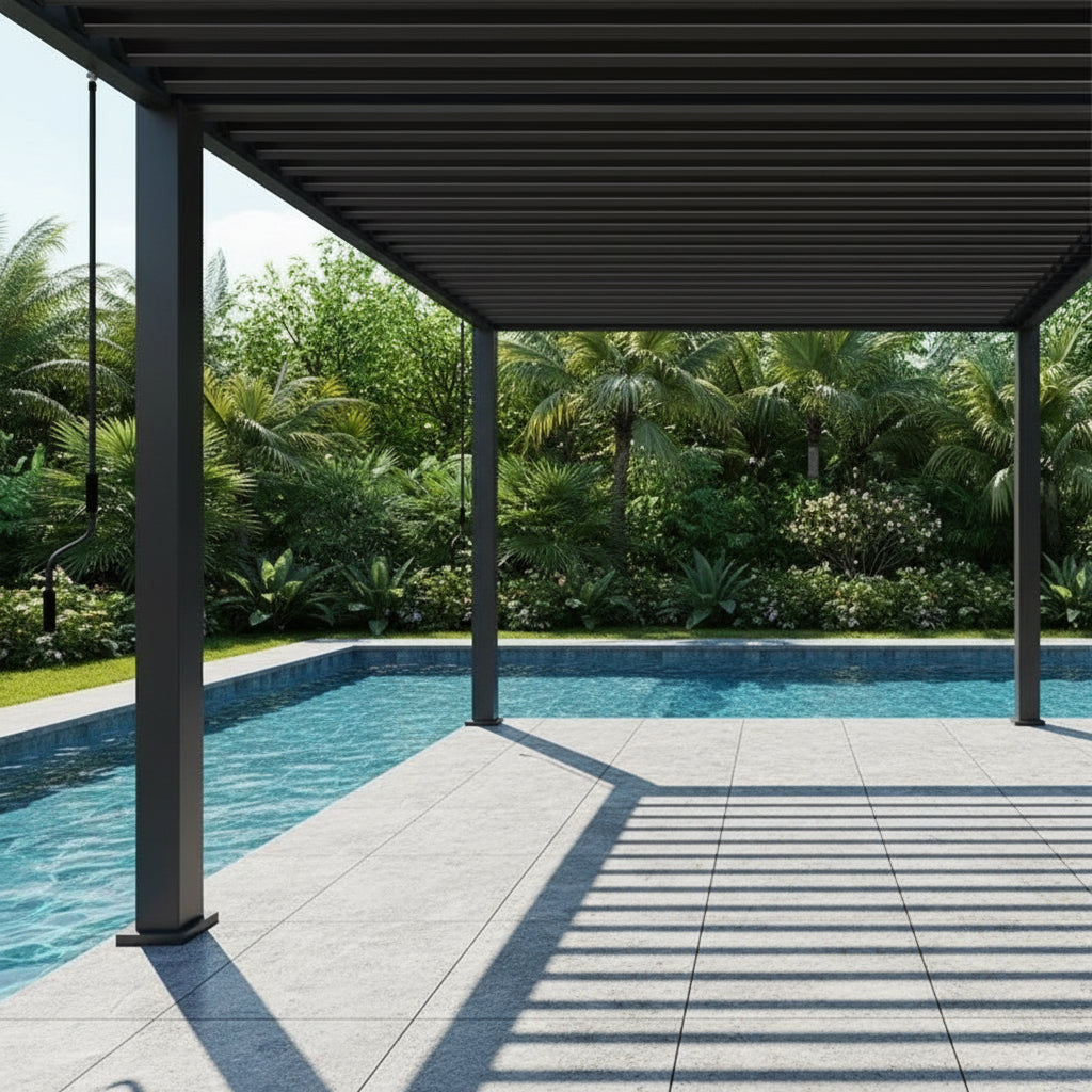 Wall Mounted 4M x 6M Semi Permanent Louvered Gazebo Monument Aluminium Heavy Duty Wind Resistant