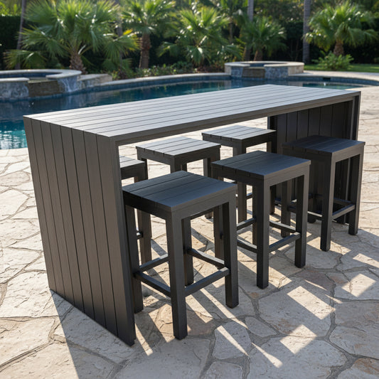 Niagra 7-Piece Outdoor Bar Set Aluminium Charcoal