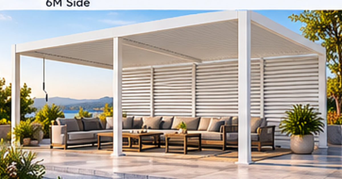 GazeboMate 4m × 6m Aluminium Louvered Gazebo – Monument | Adjustable Roof Pergola