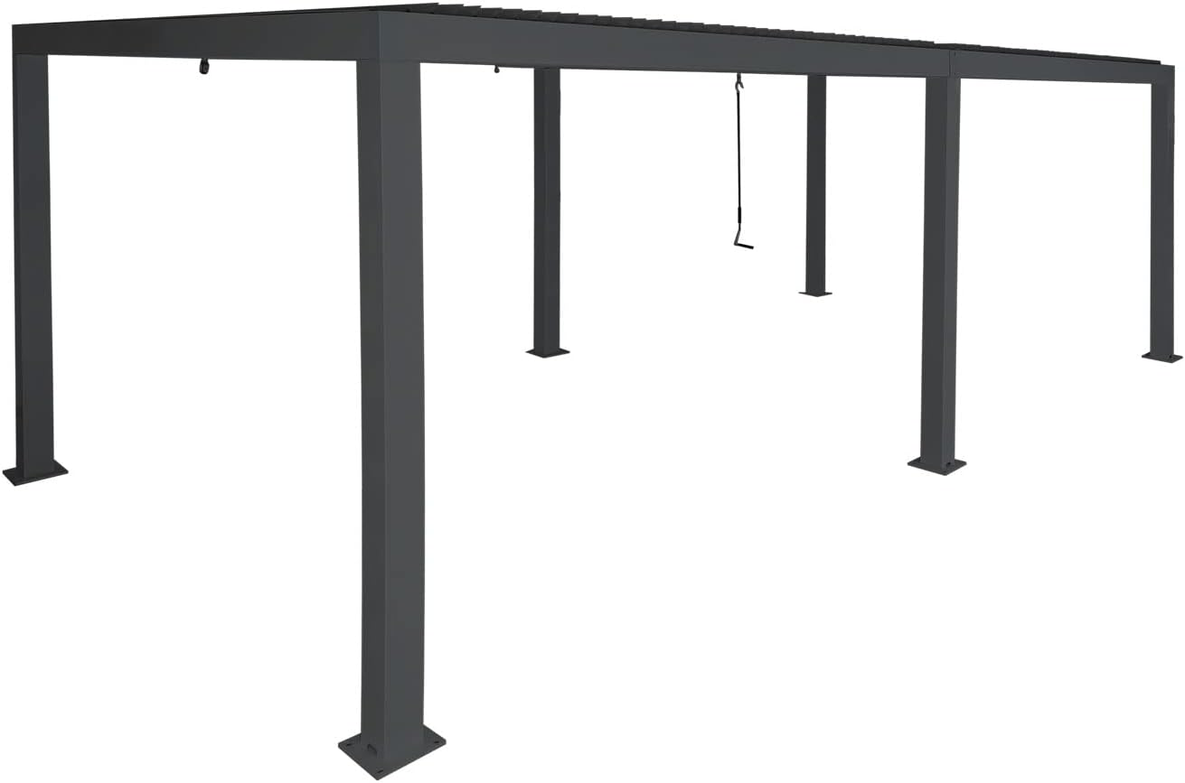 Wall Mounted 4M x 6M Semi Permanent Louvered Gazebo Monument Aluminium Heavy Duty Wind Resistant