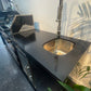 Floor Stock Black 304SS 4 Burner BBQ Kitchen + Fridge & Sink Combo + 30" Woodfire Pizza Oven