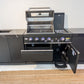Rockpool Black 4B + Wok L Shape Outdoor Kitchen BBQ Package Black Stone + 2DR Fridge, 2DR Sink, 1DR Cupboard